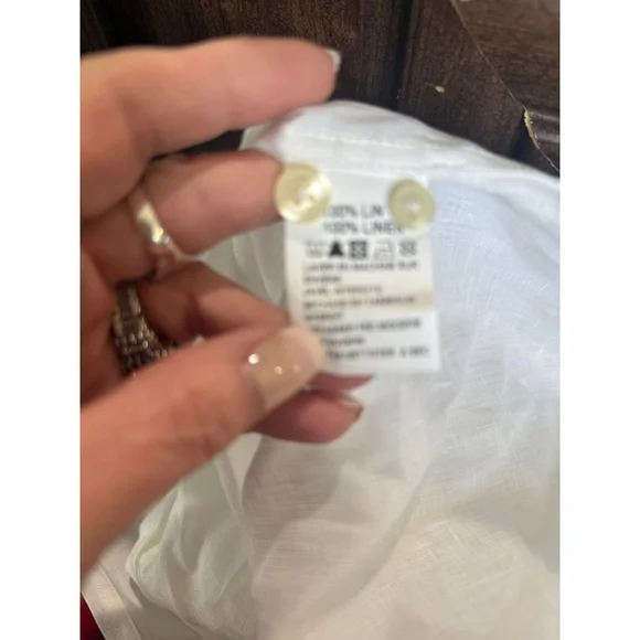 Women's Bruno White Linen Button Down Shirt L - Picture 6 of 9